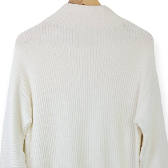 Soft Surroundings SZ M Comfy Place Mock Neck Patchwork Popover Sweater White - Picture 6 of 7